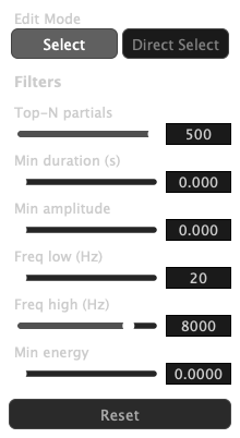 Filters tab with all sliders at default values