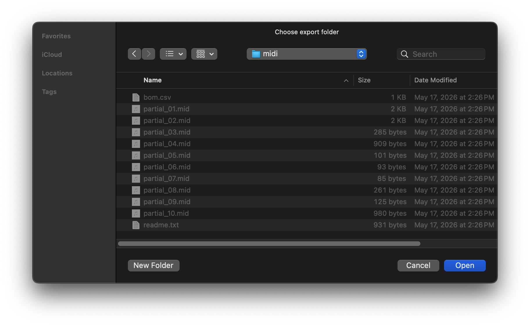 MIDI Package folder picker