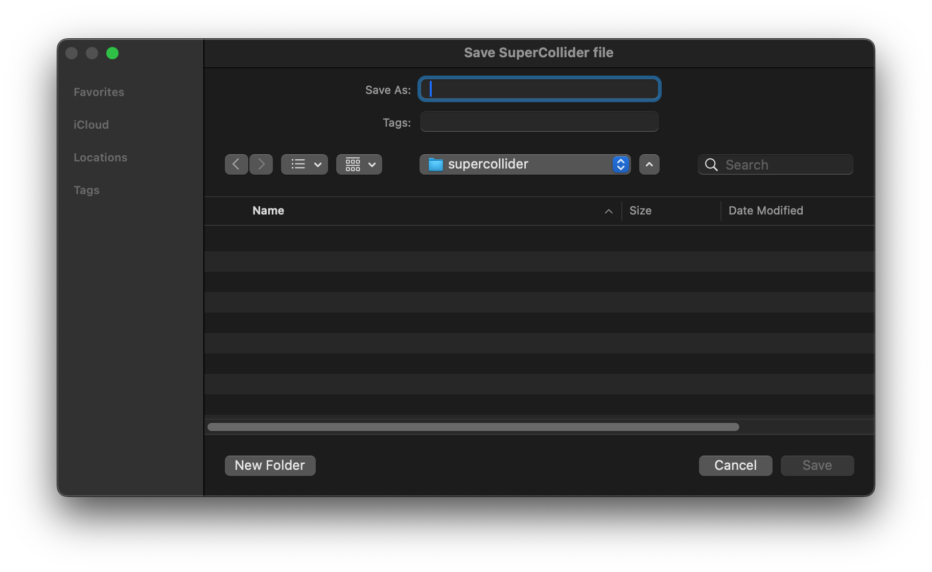 SuperCollider export dialog